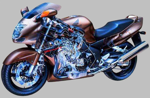 Двигатель мотоцикла в разрезе
